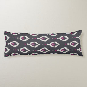 Chic black and purple ikat tribal patterns body cushion
