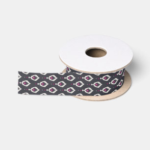 Chic black and purple ikat tribal patterns satin ribbon