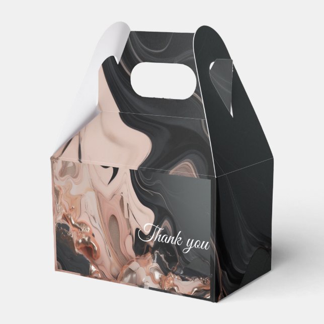 chic black and rose gold Marble  Favour Box (Front Side)