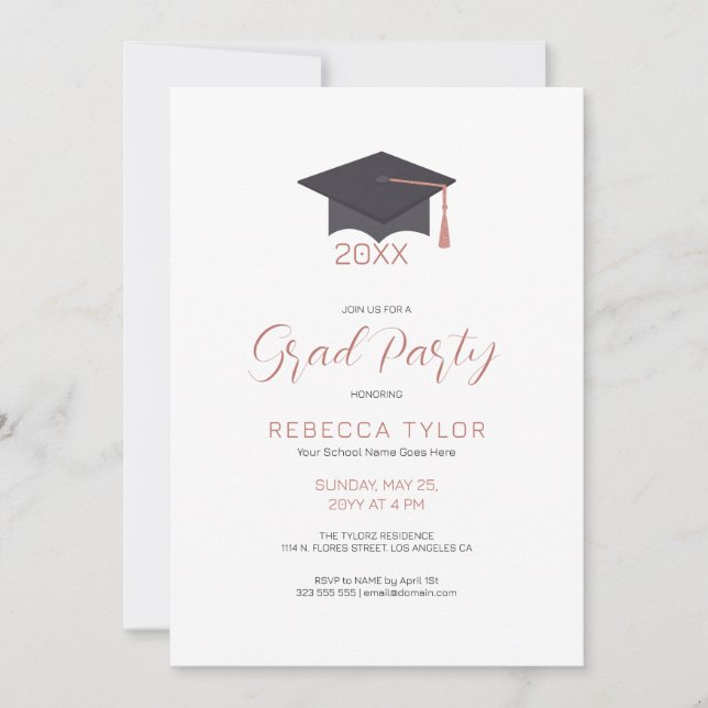 Chic Black and Rose-Gold Typography Party Invite (Front)