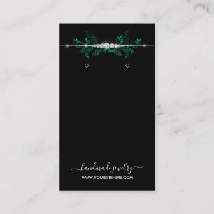 Chic Black and Silver Glitter Earring Display Business Card