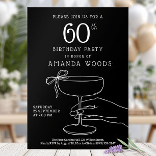 Chic Black and White 60th Birthday Celebration Invitation