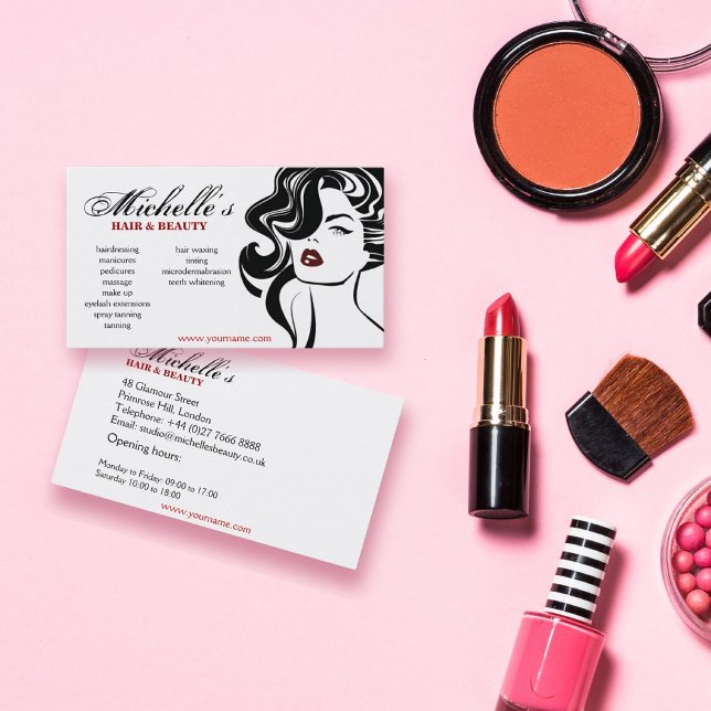 Chic Black and White Beauty salon Glamourous Girl  Business Card (Creator Uploaded)