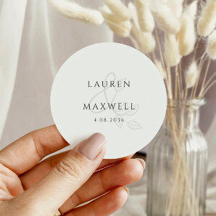 Chic Black and White Botanical Floral Wedding Classic Round Sticker