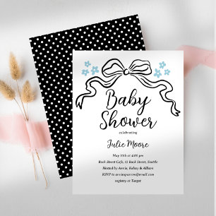 Chic Black and White Bow Baby Shower Invitation