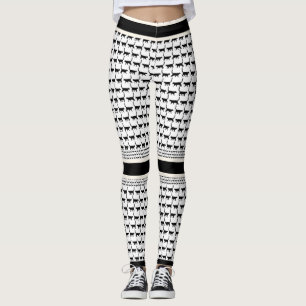 Chic Black and White Cat Print Leggings