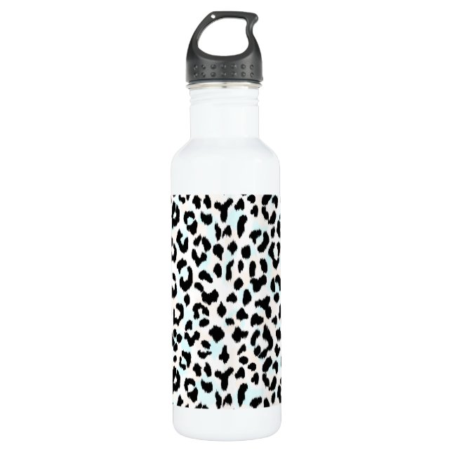 Chic black and white cheetah print 710 ml water bottle (Front)