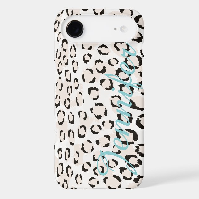Chic black and white cheetah print monogram Case-Mate iPhone case (Back)
