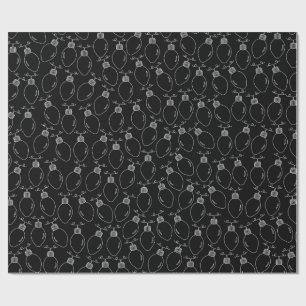 Chic Black and White Christmas Lights Wrapping Paper