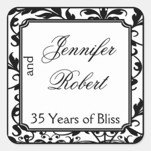 Chic Black and White Damask Envelope Seal