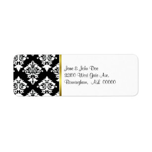 Chic Black and White Damask Labels