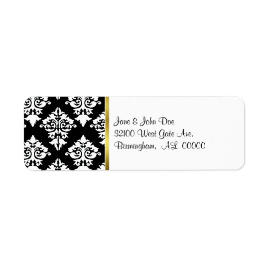 Chic Black and White Damask Labels