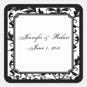 Chic Black and White Damask Wedding Envelope Seal