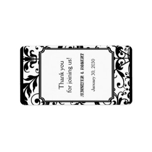 Chic Black and White Damask Wedding Lip Balm Label