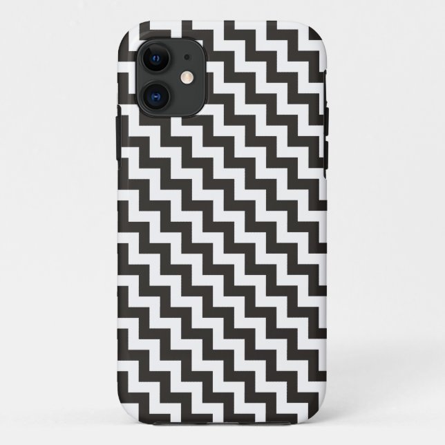 Chic Black and White Diagonal Chevrons Case-Mate iPhone Case (Back)