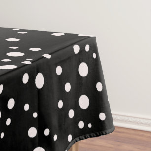 Chic Black and White Dots Elegant Patterned Tablecloth