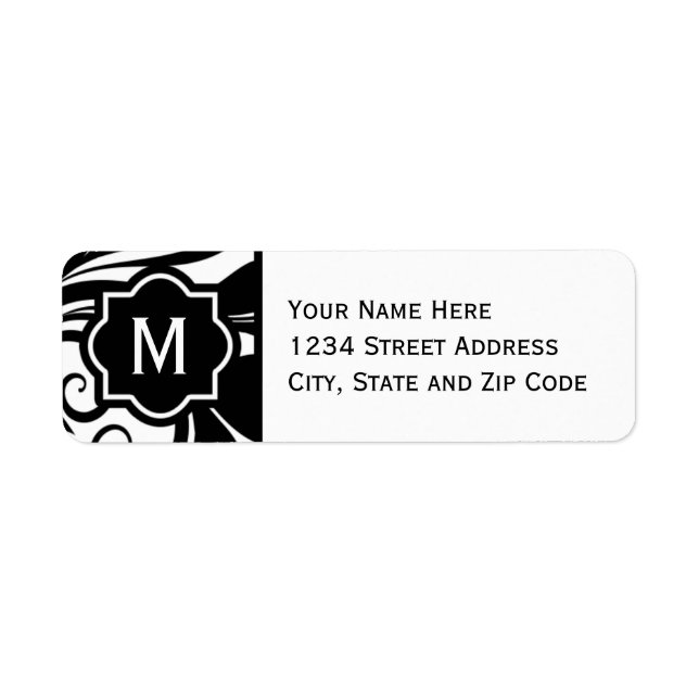 Chic Black and White Flourish Monogram (Front)