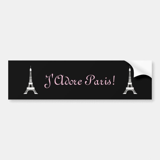 Chic Black and White French Style Eiffel Towers Bumper Sticker (Front)