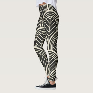 Chic Black and White Geometric Seamless Pattern Leggings