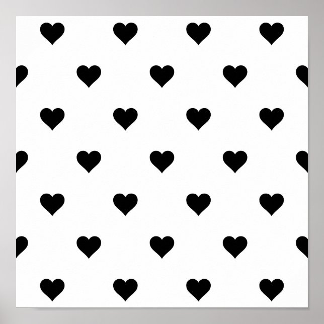 Chic Black and White Heart Romantic  Poster (Front)