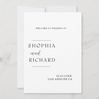 Chic black and white Minimalist Wedding  Invitation