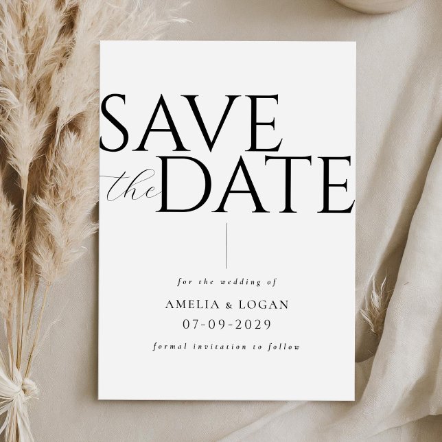 Chic Black and White Modern Minimalist Save The Date (Creator Uploaded)