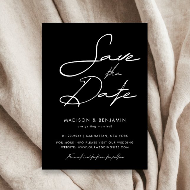 Chic Black and White Modern Typography Wedding Save The Date (Creator Uploaded)