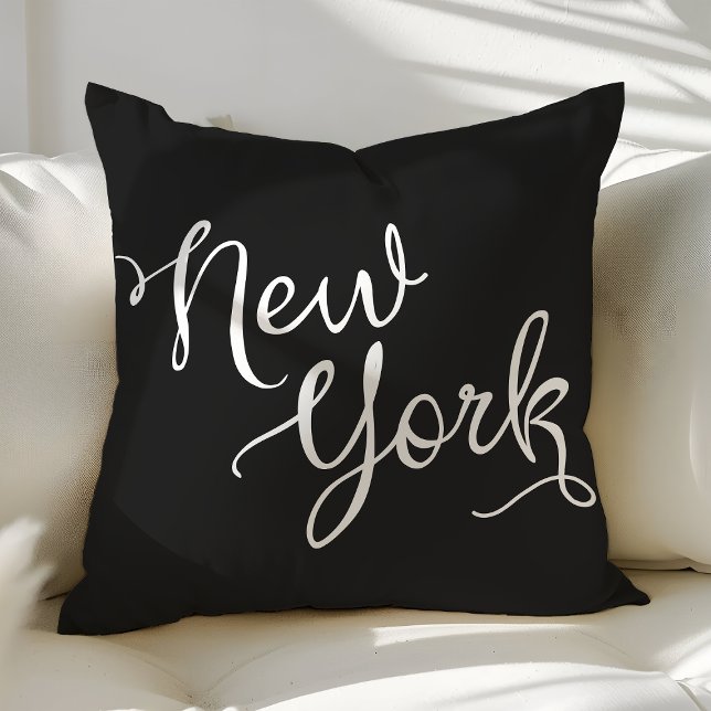 Chic Black and White New York Typography Cushion (Creator Uploaded)