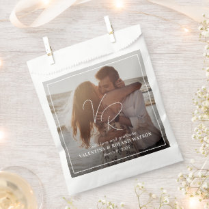 Chic Black and White Photo Modern Wedding Favour Bags