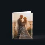 Chic Black and White Photo Modern Wedding Thank You Card<br><div class="desc">Modern wedding thank you card featuring a simple yet elegant design with your two initial monogram in a contemporary script font along with your event details surrounded by a border,  over your favourite photo.</div>
