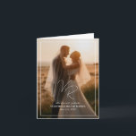 Chic Black and White Photo Modern Wedding Thank You Card<br><div class="desc">Modern wedding thank you card featuring a simple yet elegant design with your two initial monogram in a contemporary script font along with your event details surrounded by a border,  over your favourite photo.</div>