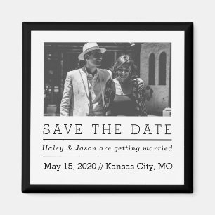 Chic Black and White Photo Save the Date Magnet