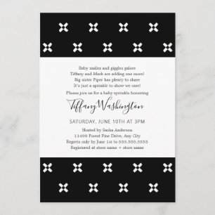 Chic black and white poem baby sprinkle invitation