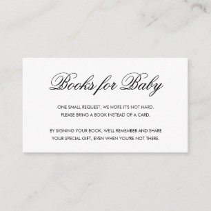 Chic Black and White Script Books for Baby Enclosure Card