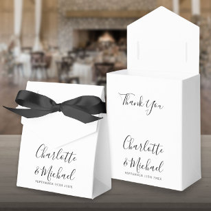 Chic Black And White Script Wedding Favour Box