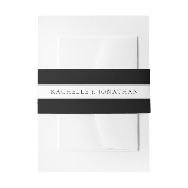 Chic Black and White Simple Wedding Invitation Belly Band (Front Example)