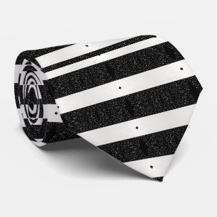 Chic Black and White Speckled Diamond Neck tie