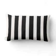 Chic Black and White Striped Cushion