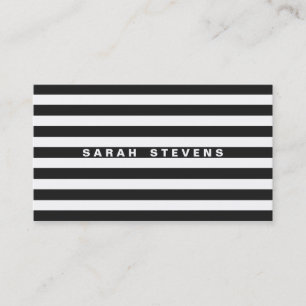 Chic Black and White Striped Modern Makeup Artist Business Card