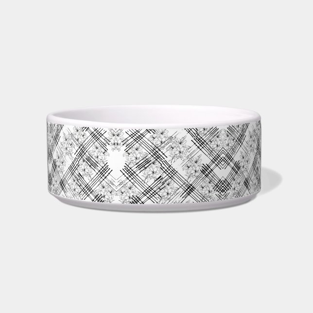 Chic Black and white stripes and flowers pattern Bowl (Front)