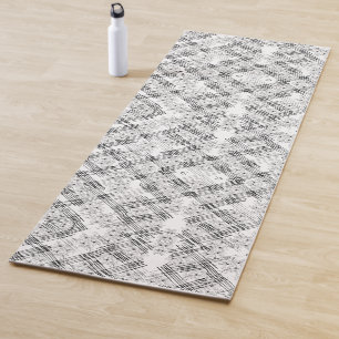 Chic Black and white stripes and flowers pattern Yoga Mat