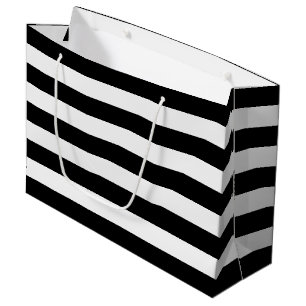 Chic Black and White Stripes Large Gift Bag