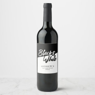 Chic Black and White Theme Party Wine Label