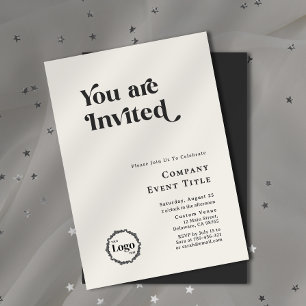 Chic Black and White Typography You are Invited Invitation