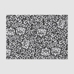 Chic Black and White Vintage Floral Pattern Tissue Paper