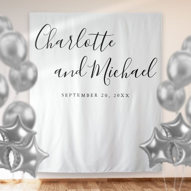 Chic Black And White Wedding Photo Booth Backdrop Tapestry (Chic Black And White Wedding Photo Booth Backdrop)