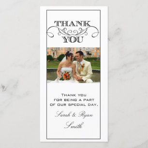 Chic Black and White Wedding Thank You Photo Cards