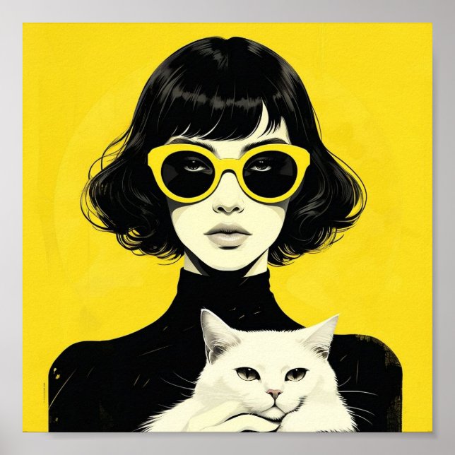 Chic Black and Yellow Retro Poster (Front)