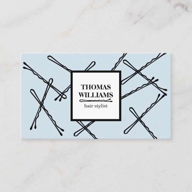 Chic Black Bobby Pins Hair Stylist Salon Business Card (Front)