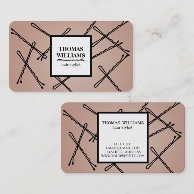 Chic Black Bobby Pins Hair Stylist Salon Business Card (Front/Back)